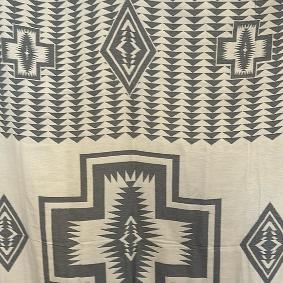 La Jolla SxSW Blanket Anthropologie Organic Cotton Natural Gray Turquoise NEW! - Picture 8 of 10